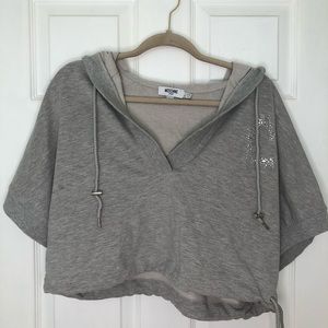 Moschino Jeans Flawed Cropped Short Sleeve Hoodie Dolman